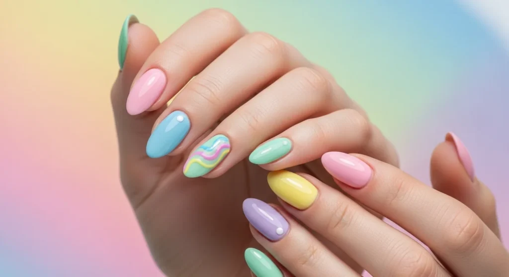  Skittle Pastel nails