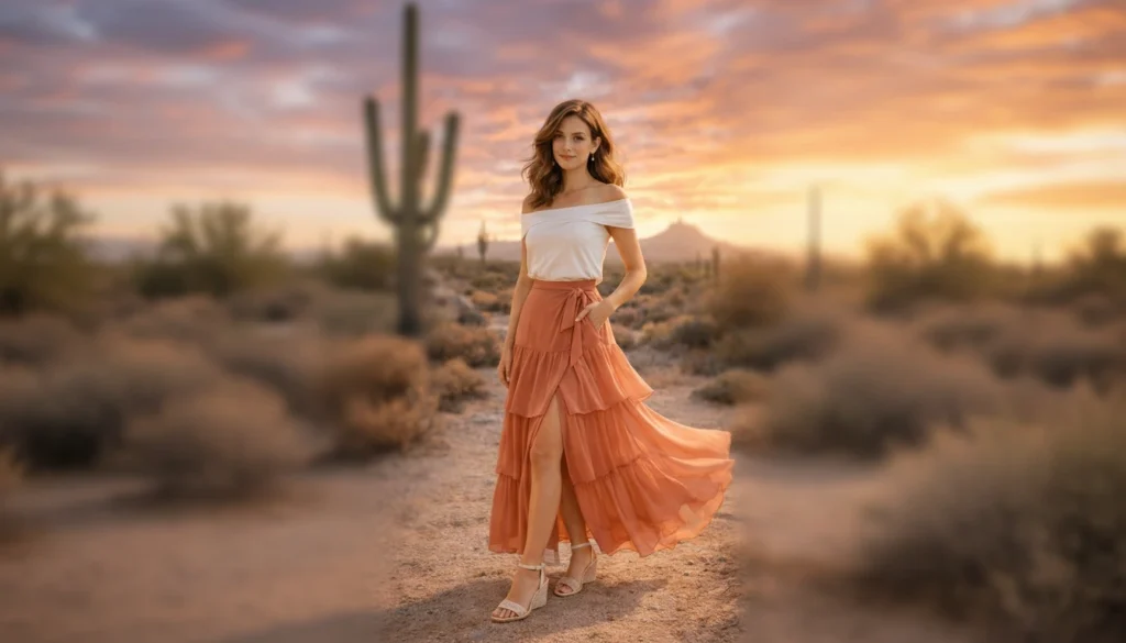 Coral Chiffon Tiered 