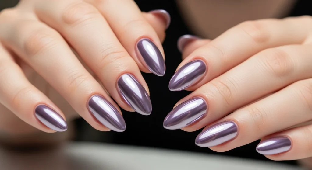 Lavender Chrome nails