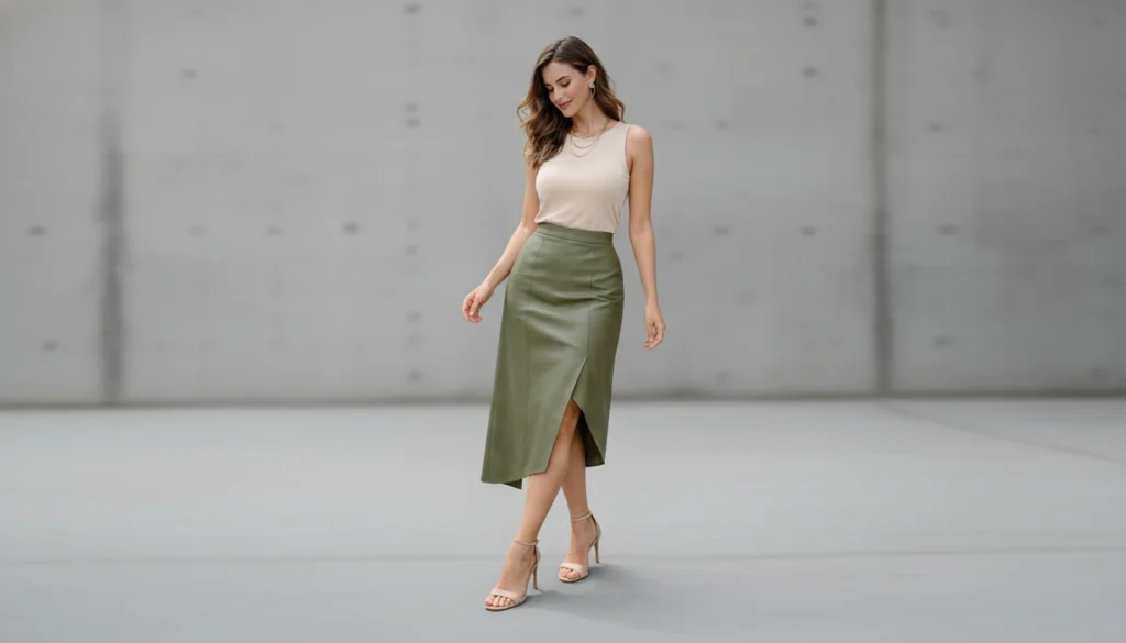  Olive Asymmetrical Skirt
