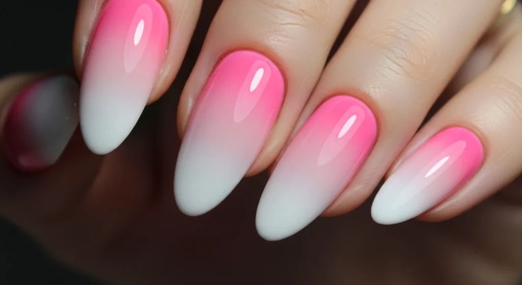 Ombre Pink to White nails
