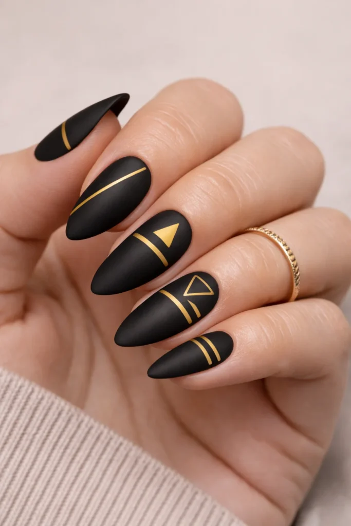 Black Geometric Nail 