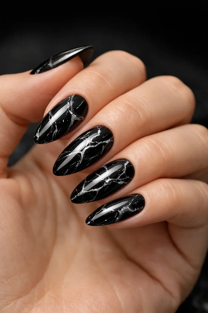 Black Marble Nails
