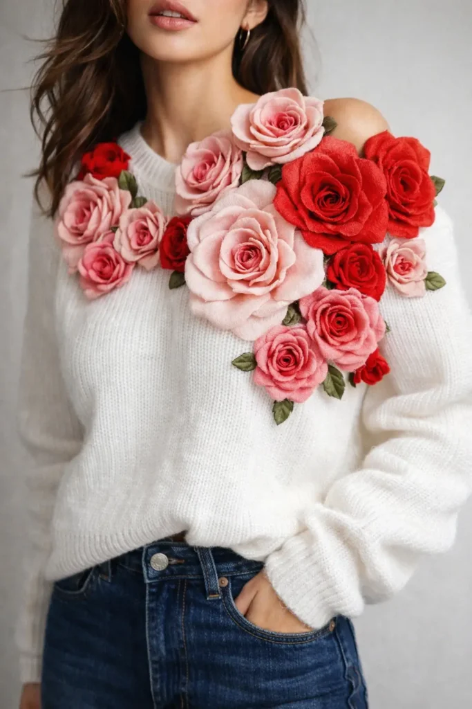 3D Floral Appliqué Top