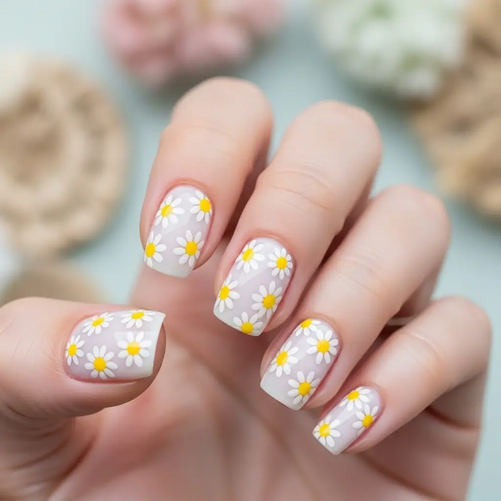Dainty Daisies nail design