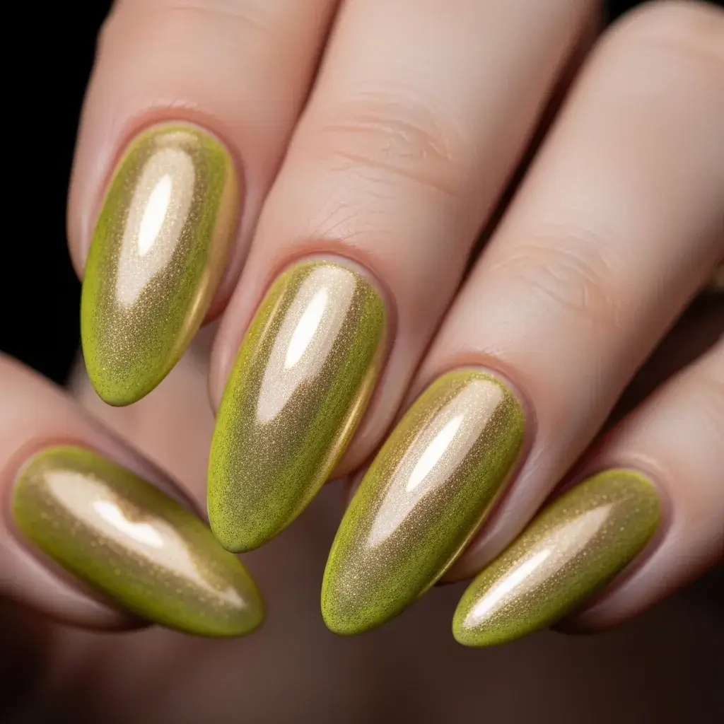 Lemon Chrome Gel Nails