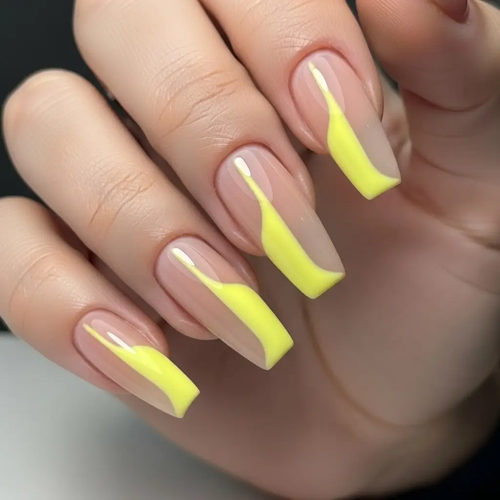 Sideways Tips yellow nails