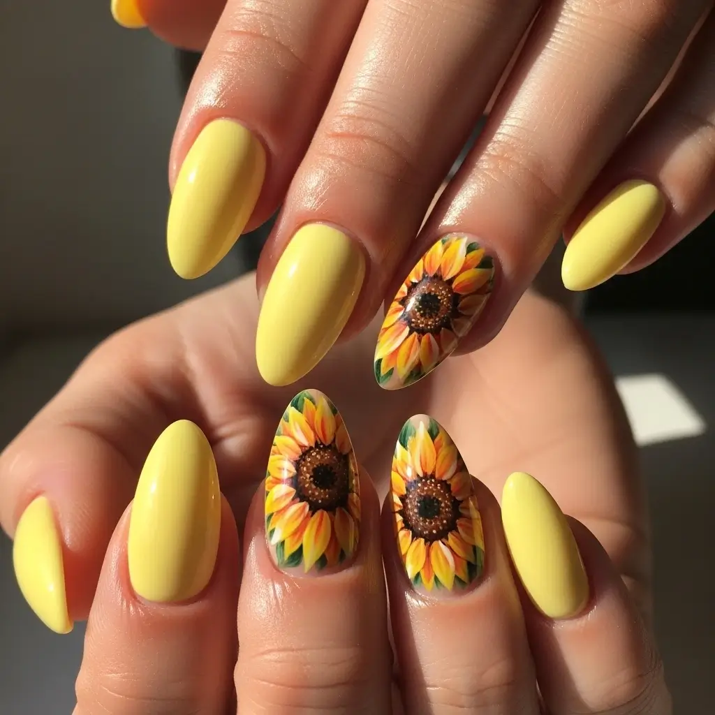 Sunflower Accent Nails