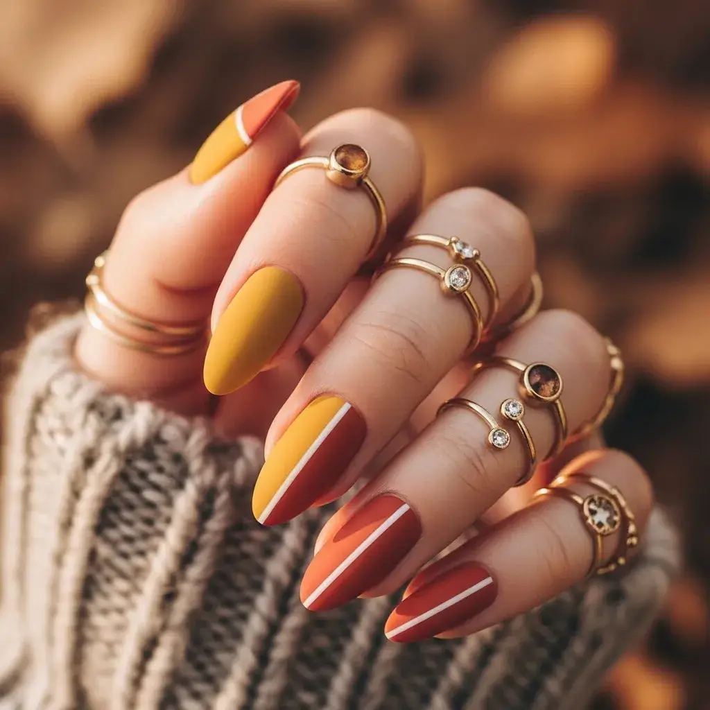 Yellow  and Terracotta Nails