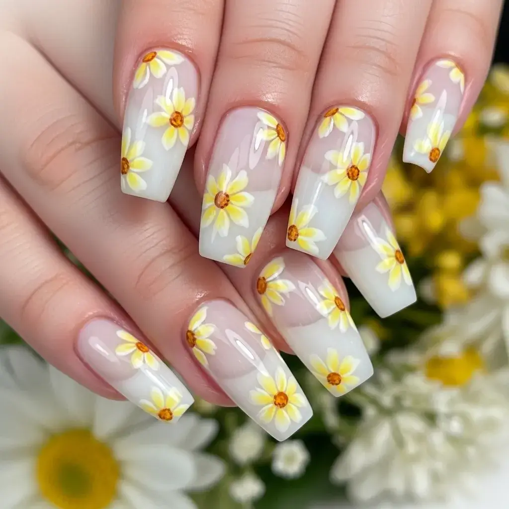 Yellow and White Nail Design