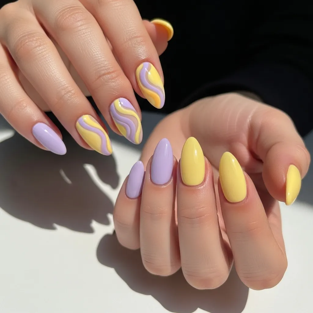 Yellow + Lavender nails