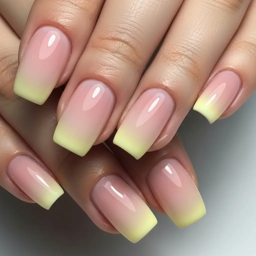 Yellow Ombre Gel Nails
